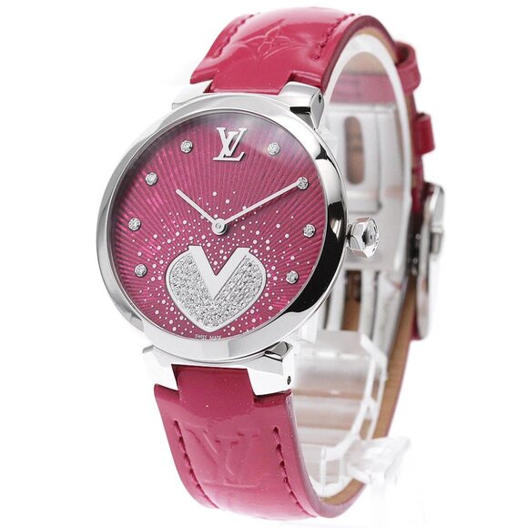 LOUIS VUITTON Tambour Cool V MM Q1G09 8P Diamond Quartz Ladies Watch_828298 - Picture 1 of 6